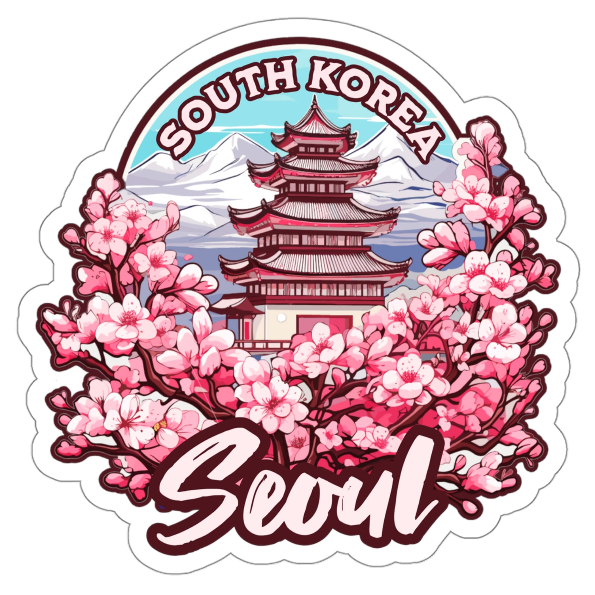 Seoul South Korea Sticker 4 Inch City Travel Souvenir Destination - Waterproof Vinyl Decal for Laptop Water Bottle Car Tumbler - Durable Aesthetic Long-Lasting Stickers for Adults ID44990