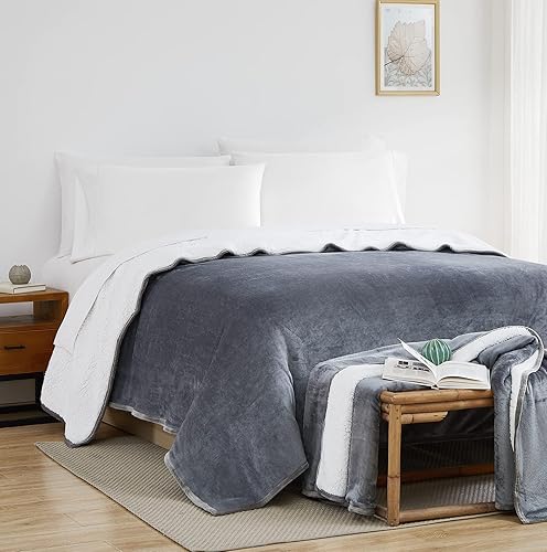 Vista 10 de Southshore Fine Living, Inc. Manta reversible de forro polar Sherpa para cama o sofá, manta ultrasuave y acogedora, lavable a máquina, súper suave