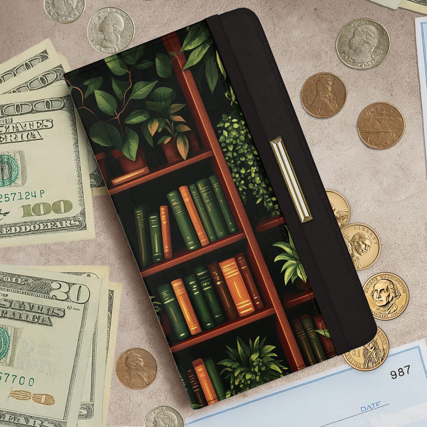 UNICRAFTALE Checkbook Covers for Women Checkbook Wallet Bookshelf Leather Checkbooks Holder Duplicate Checks with Pen Holder and Cards Slots for Personal and Business Checks Rfid Blocking 7.68x4.5inch