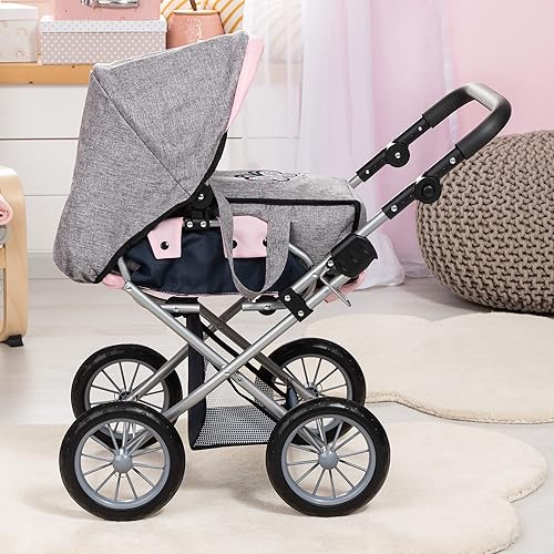 Miniatura 5 de Bayer: Cochecito City Star - Gris, Rosa, Mariposa - Bolso a juego, convertible a una silla de paseo, asa ajustable, plegable