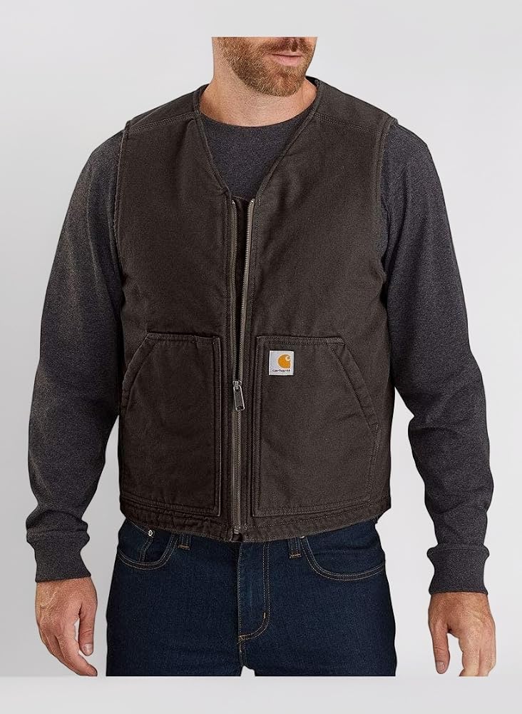 Amazon.co.jp: Carhartt Men's 104394 Washed Duck Vest - Sherpa