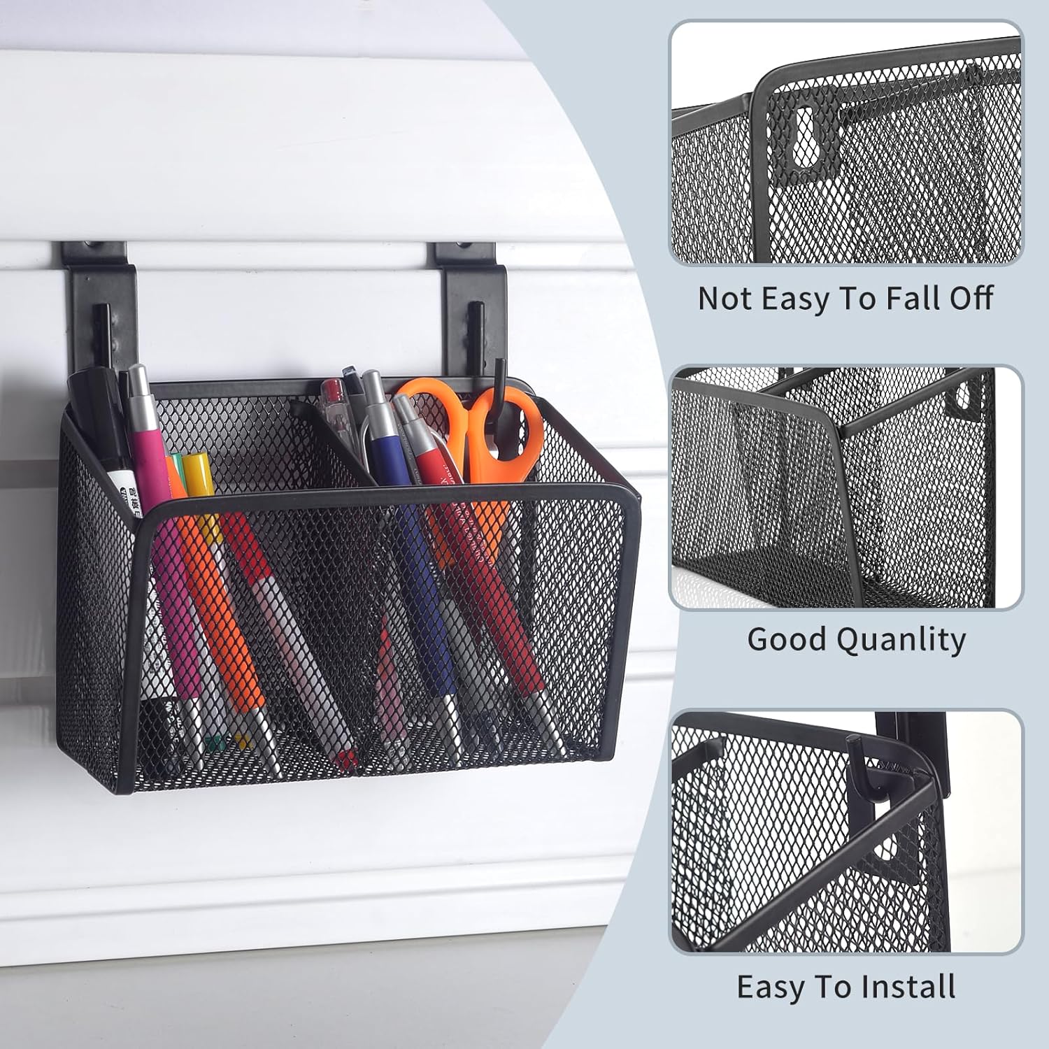 Wall Hanging Pencil Holder With Slatwall J Hooks Slatwall Pencil Cup Wall Mounted Pen Holder Wall Marker Holder Metal Pencil Holder For Paintbrushes Pegboard Classroom Home - Image 4