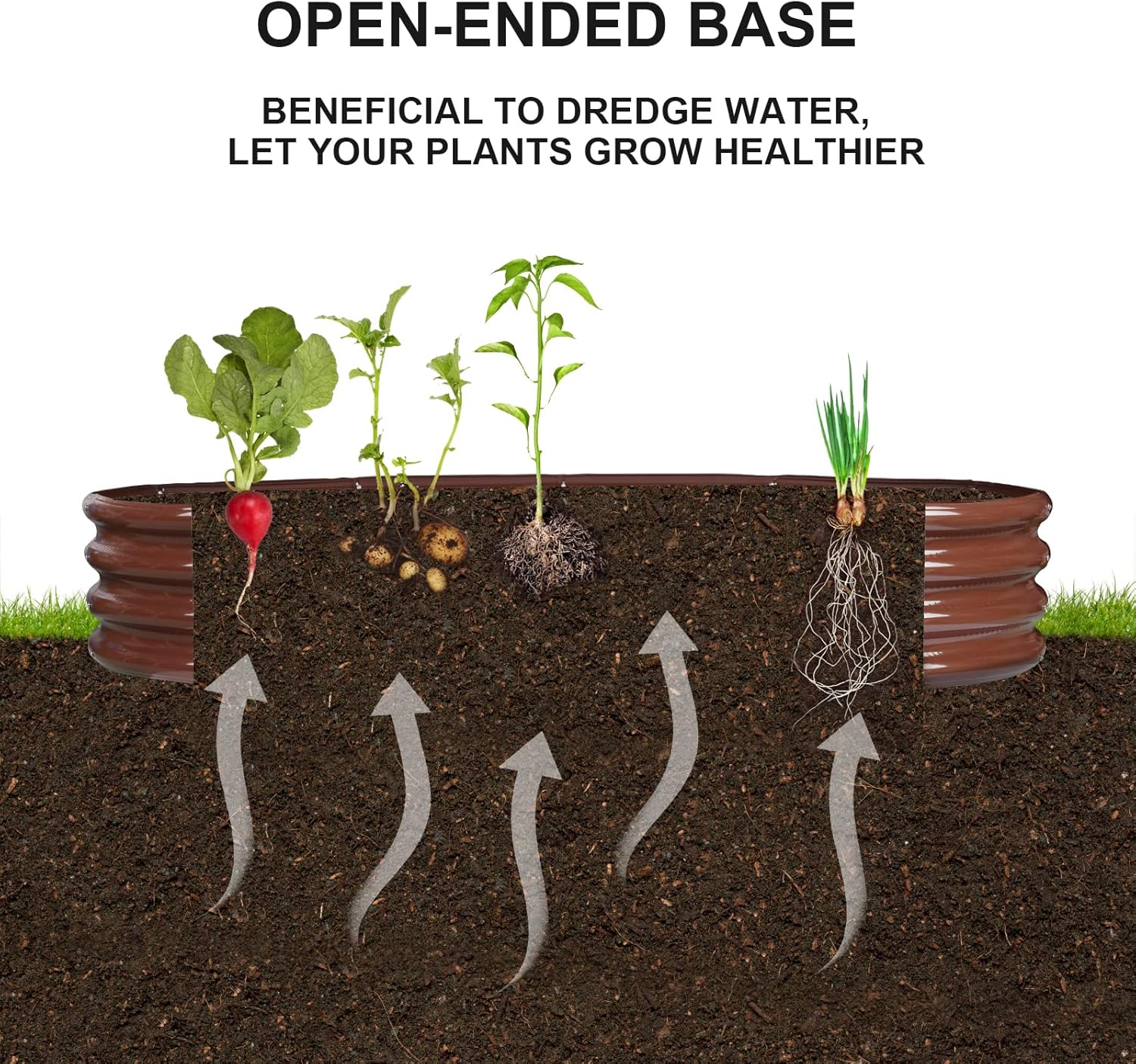 Raised Garden Bed GRS Certified Galvanized Planter Box Outdoor, 6.5ft Oval Rot-Resistant Metal Garden Bed Planter, Recycled Material Planter for Vegetables Flowers Herbs (Brown)