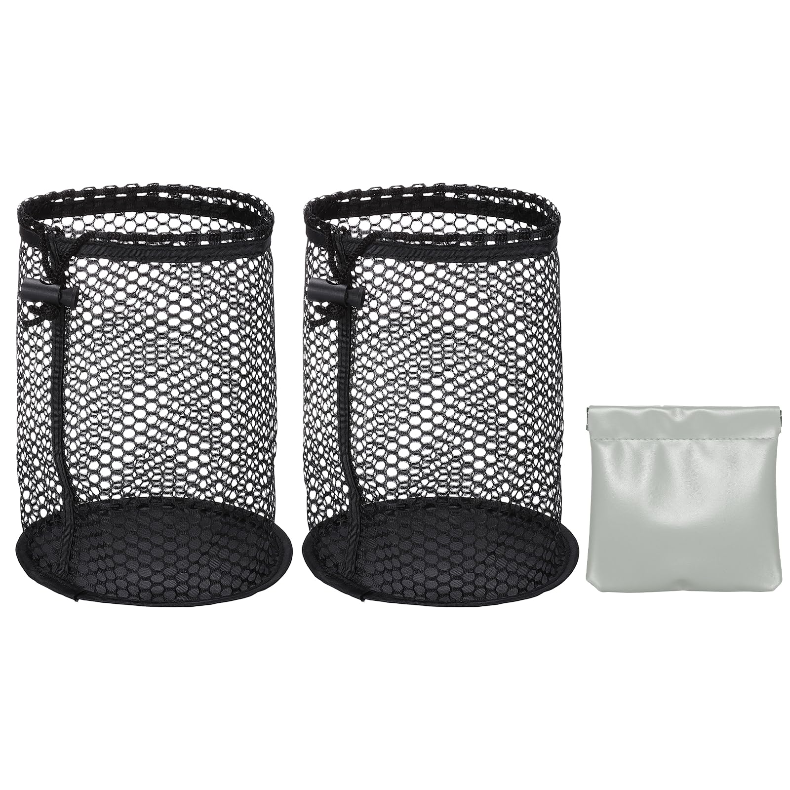 YELARXI Golf Ball Bag, Nylon Mesh Golf Storage Pouch with Adjustable Drawstring Closure 6.7 x 6 Inch & 2Pcs & Black - Fitting for (Outdoor Sports Supplies/Tennis/Swim Gear/Laundry)