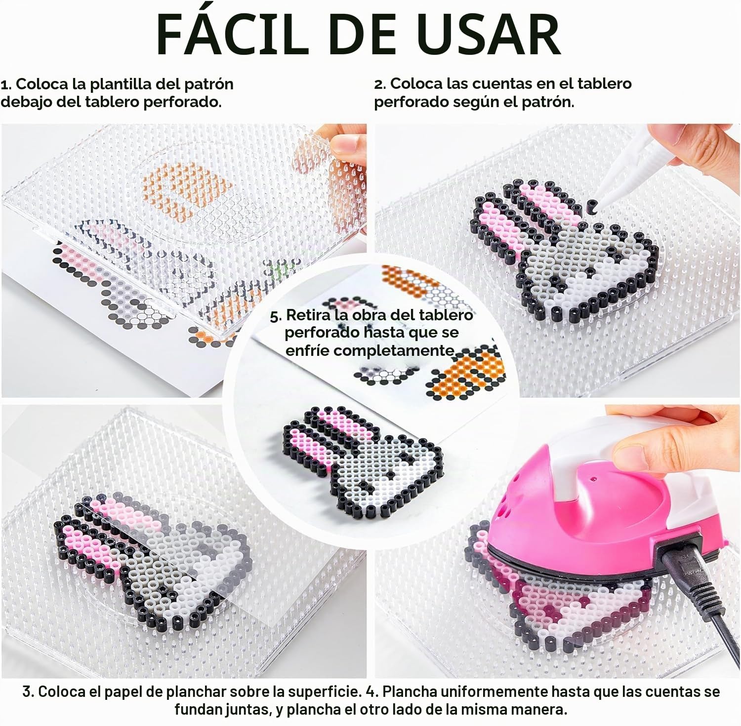 vytung Cuentas Para Planchar, 13000 Pcs 5 mm de Abalorios Cuentas,220 modelos, Plásticos Beads Kit Completo con Papel de Planchado, Plantilla DIY Manualidad para Fiesta ​Cumpleaños Niños