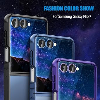 Phone Camera Lens Protector for Samsung Galaxy Z Flip 7, Individual Lens Protectors, Scratch-Resistant Ultra-Thin Tempered Glass with Aluminum Edging, Zflip7 Flip7 5G [Case Friendly] [1 Set ] (Blue)