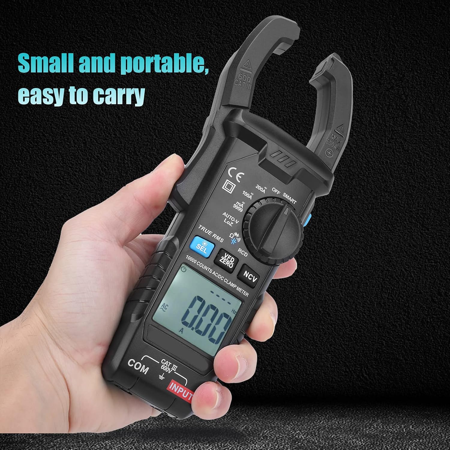 Clamp Meter Multimeter, AC DC Voltage Current Tester, Intelligent Recognition, Dual Display, with Voltage Tester Meter, Switch Buzzer, NCV, Auto Shutdown, Backlight