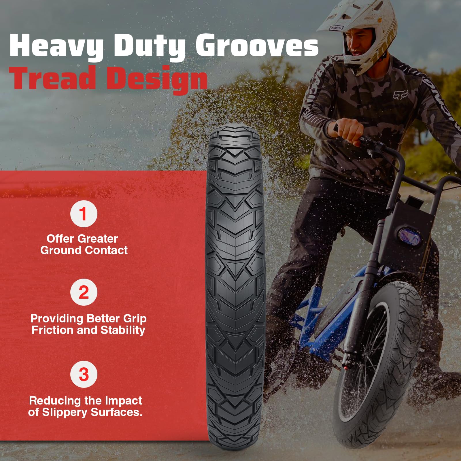 ZUKKA 20/26x 4.0 E-Bike Tire 1/2 Pack Fat Tire High Performance Fat Tire/White Wall Tire Sostituzione Pneumatici ad alta densità Pneumatici per bici MTB E