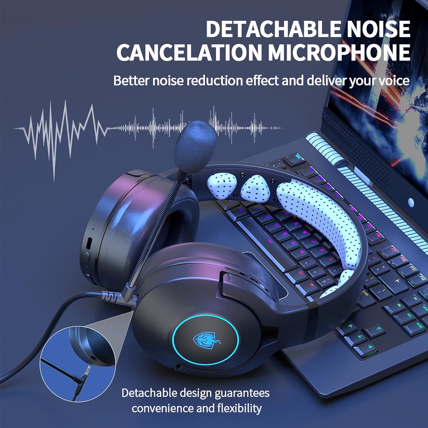 YOTMS 2.4GHz Wireless Gaming Headset for PC, PS5, PS4, Ultra-Stable Gaming Over Ear Headphones with Mic, 30-Hour Battery, USB Gamer Headset for Switch, Laptop, Mac (Black)