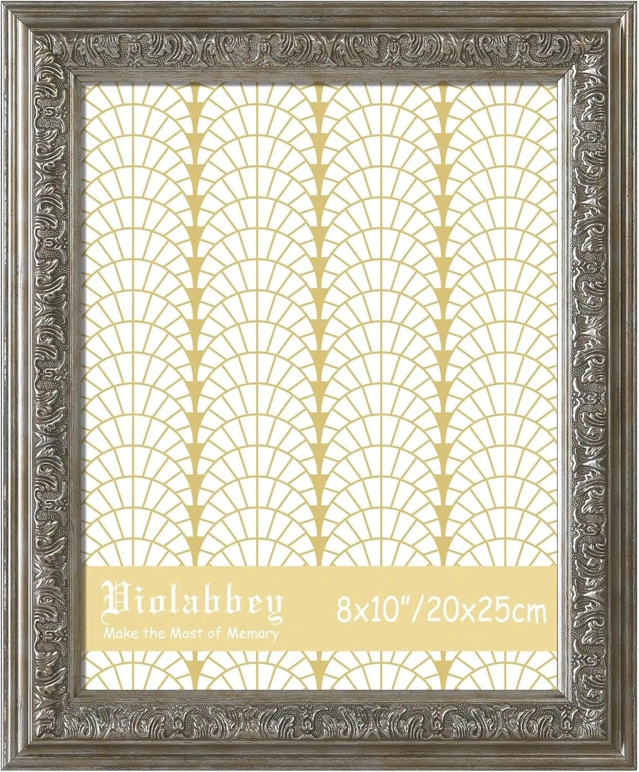 VIOLABBEY 20x25 cm Silberner Bilderrahmen, Prächtiger Vintag