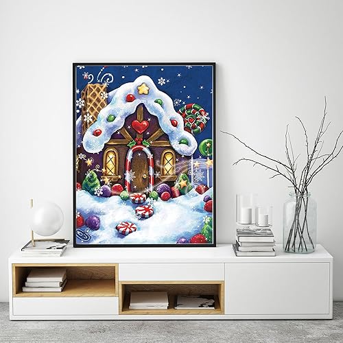 Miniatura 5 de Rheskbecy Kits de pintura de diamantes de Navidad para adultos, caramelos, casa de campo, arte de diamantes para principiantes, redondos, puntos de