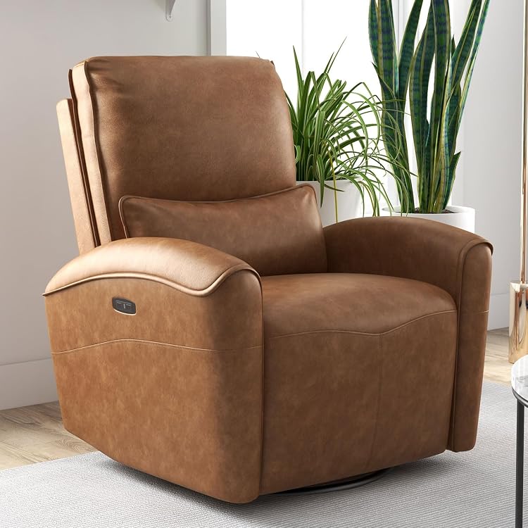 Bonzy Home Power Swivel Rocker Recliner Chair with USB Port and Lumbar Support