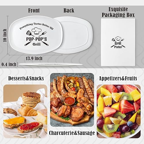 Miniatura 2 de R HORSE Plato de parrilla para padre, plato de regalo para abuelo, barbacoa, plato blanco ovalado, para servir abuelo, hombres, día del padre,