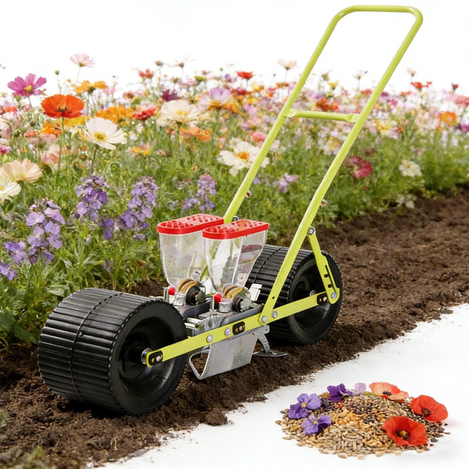 Sembradora de jardín | Sembradora de verduras de empuje manual para plantar con precisión | Sembradora multifila para terrazas de jardín y laderas