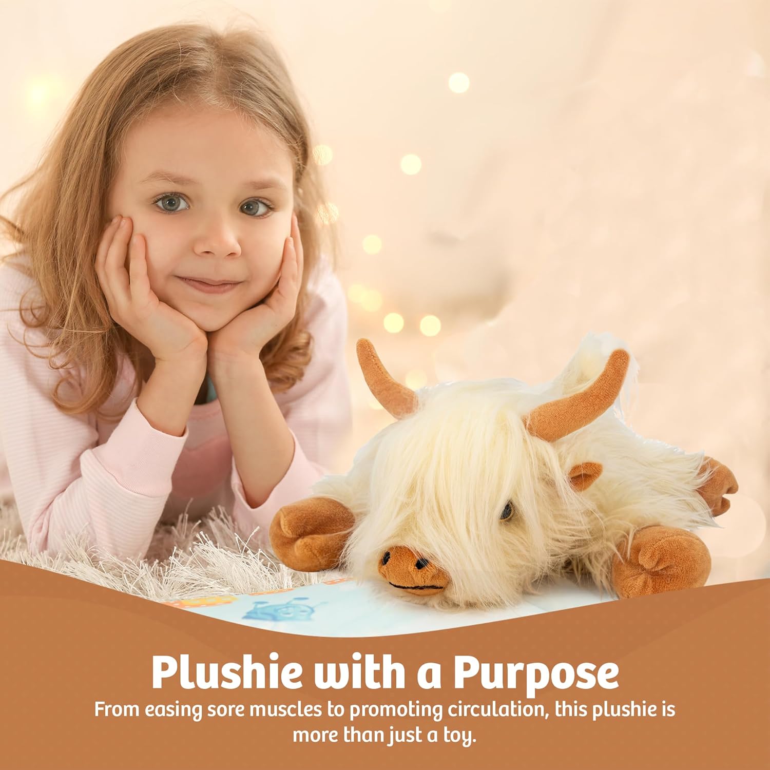 Marysun Microwavable Highland Cow Stuffed Animal Toy - Weighted Heating Pad Stuffed Animal Gift for Girls and Kids, 9.8in, 1.65lb