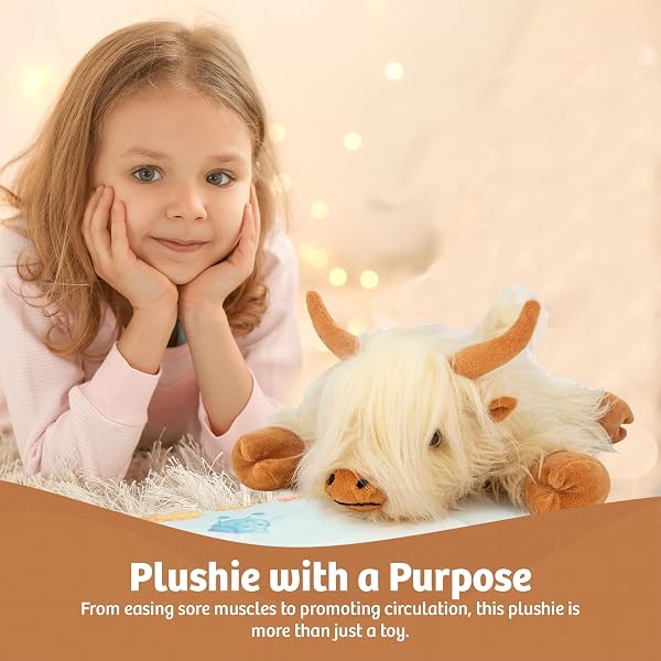 Marysun Microwavable Highland Cow Stuffed Animal - Weighted Stuffed Animal Plush, Heating Pad for Period Cramps, Cozy Gift for Girls|Women|Kids|Elderly People - 5