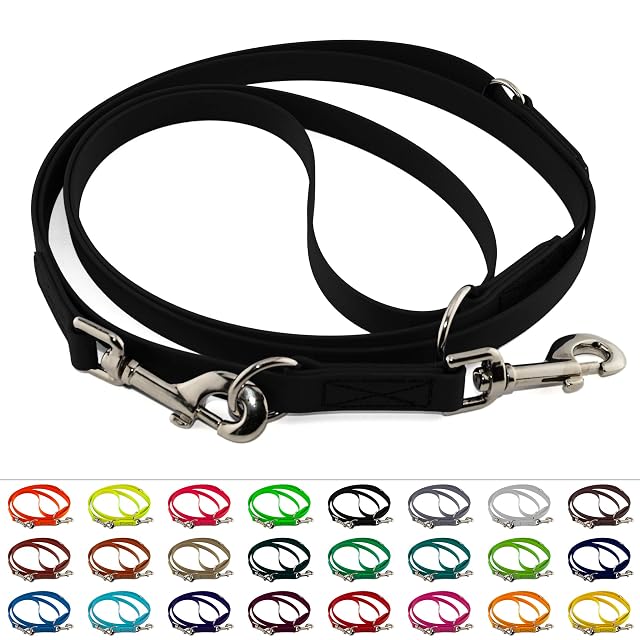 Correa para Perros BioThane 19 mm/Ajustable múltiple / 1,75-5 Metros [3,0 m] / 25 Colores [Negro] / cucita