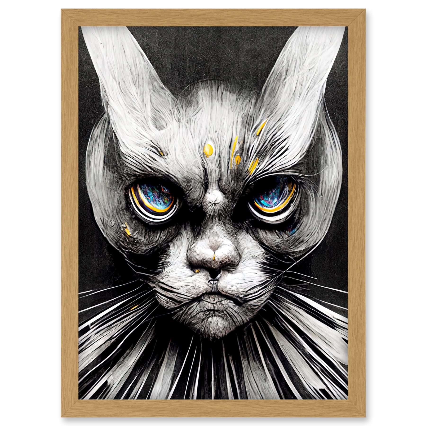 Doppelganger33 LTD The Sultan Of Cat Land Fantasy Gothic Cat Portrait Artwork Framed A3 Wall Art Print