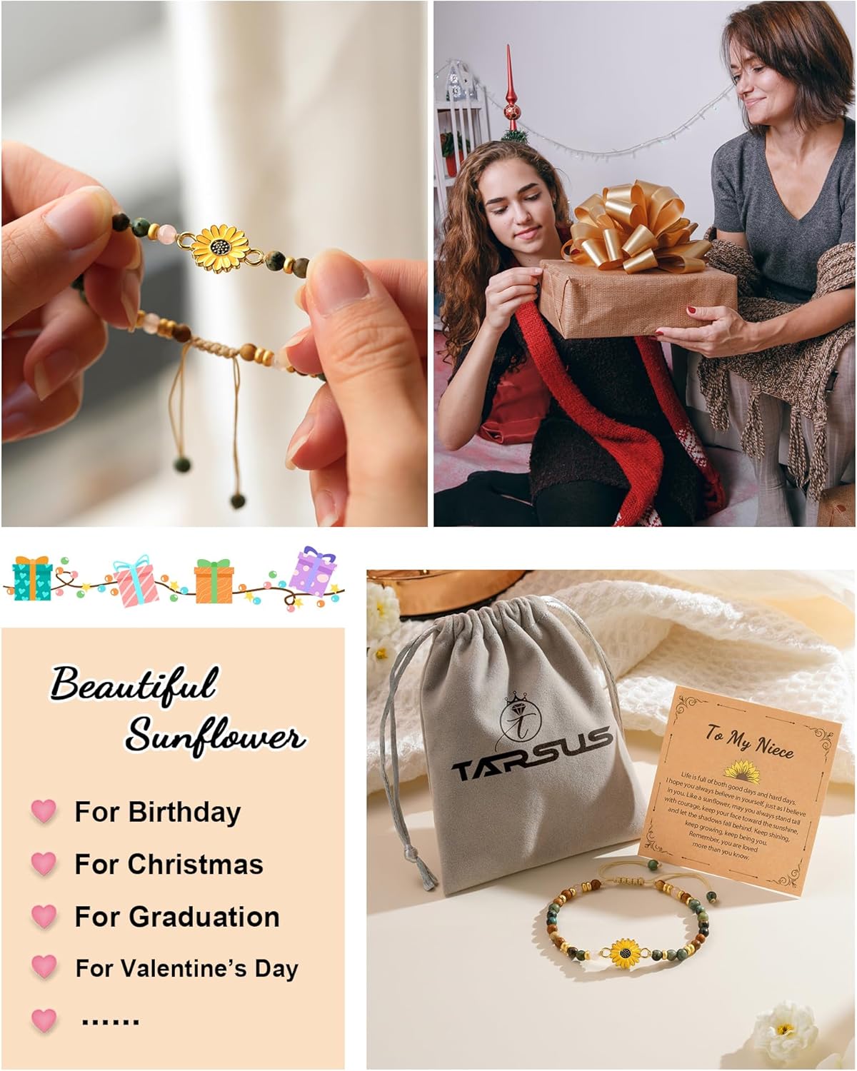 Tarsus Sunflower Gifts for Women – Symbol of Positivity, Strength & Love, Gift for Birthday, Christmas, or Thank You Occasion, Sunshine Sunflower Bracelet for Friends Coworkers Daughter... - Image 7