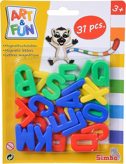 Simba 104591456 lodówka z alfabetu, 31 sztuk, 3,2 cm, duże litery magnetyczne | jasne żywe kolory | Wykonana z trwałego, bezpiecznego tworzywa sztucznego | Wiek 3+, wielokolorowa
