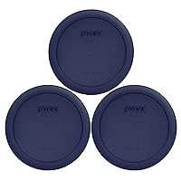 Vista 1 de Pyrex 7201-PC - Tapas de plástico para almacenamiento de alimentos de 4 tazas, color azul oscuro, hechas en EE. UU. - Paquete de 3
