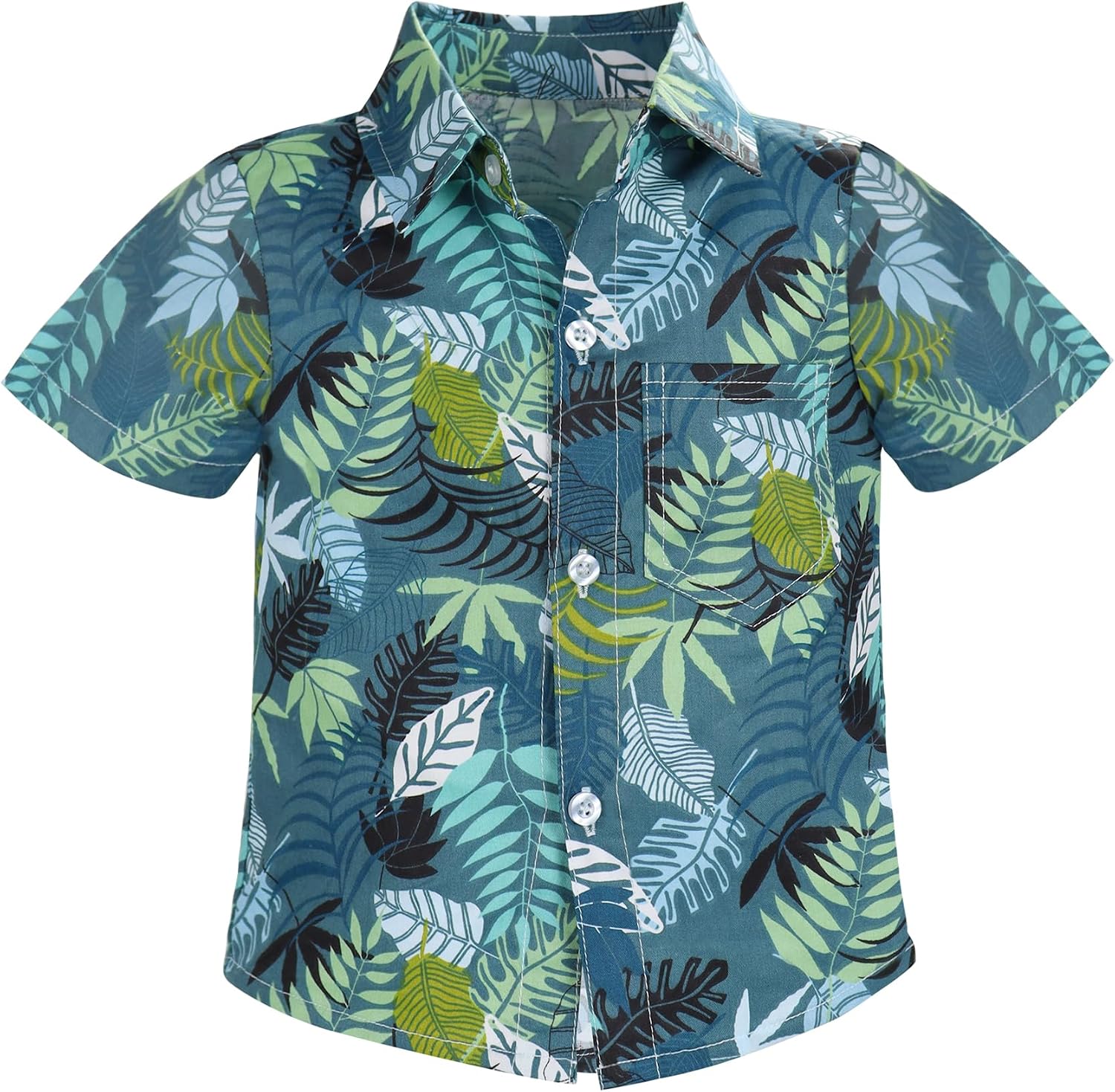Boys' Hawaiian Shirt Summer Cartoon Print Casual Shirt Short Sleeve Button Down Shirt, Children's Cute Top