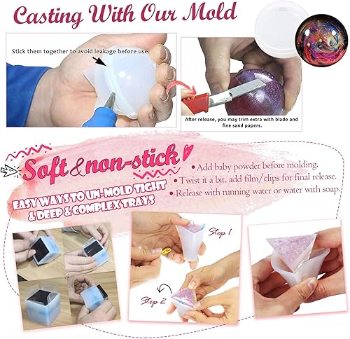 Miniatura 8 de FUNSHOWCASE Moldes de silicona de fundición de resina epoxi, suministro de fabricación de joyas, 26 unidades, paquete grande de 9 bandejas, cono