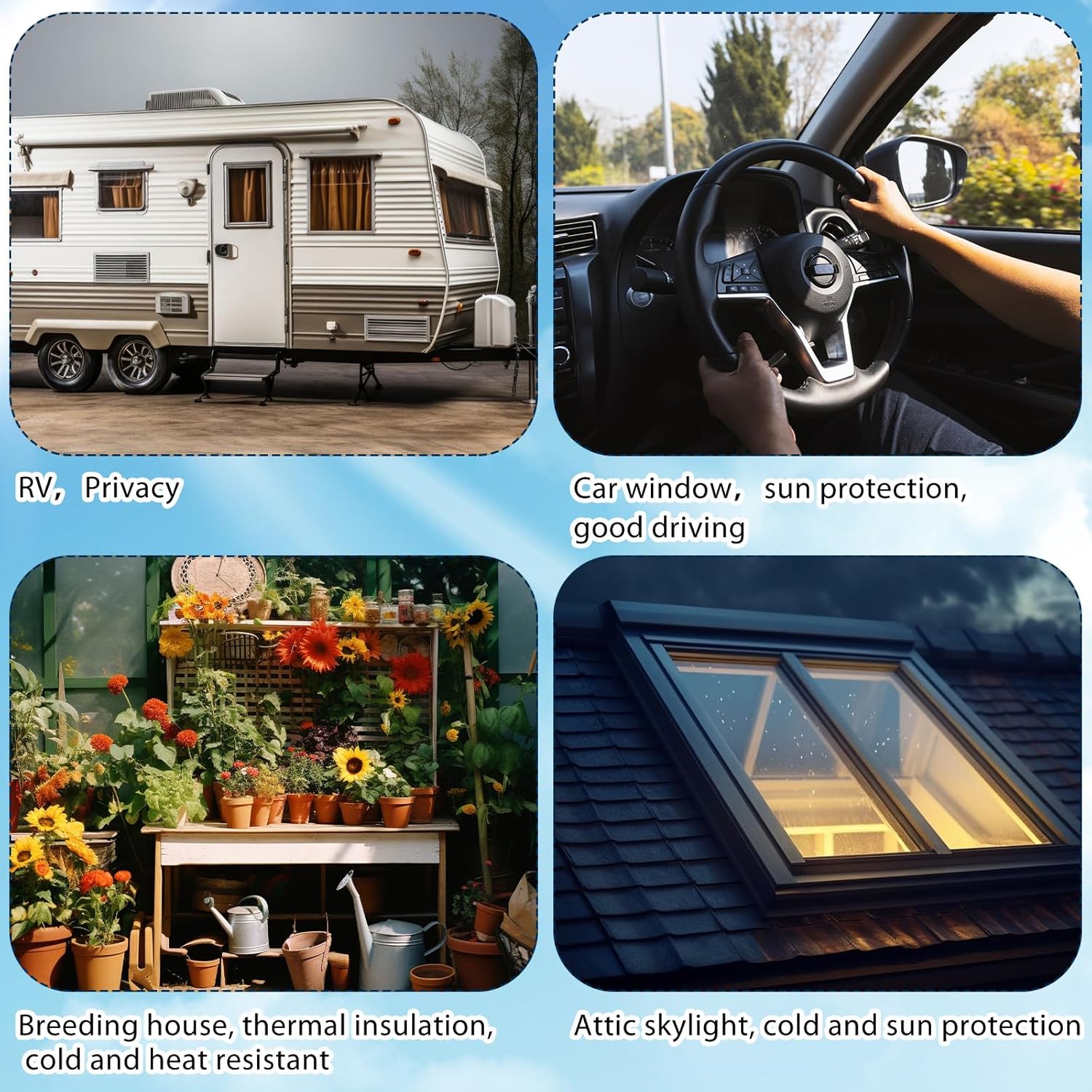 Frienda Rv Window Reflective Insulation Roll 59inch*8.3ft Double Aluminum Foil Heat Bubble Thermal Window Shade Door Cover Blackout for Garage Roof Travel Camper Skylight Shield