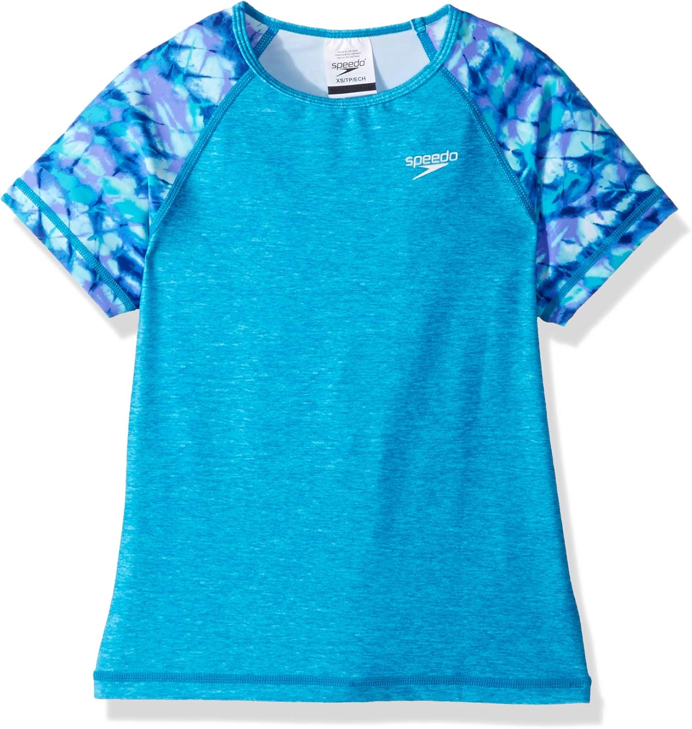 Speedo Girls Printed Short Sleeve Rash Guard Shirt