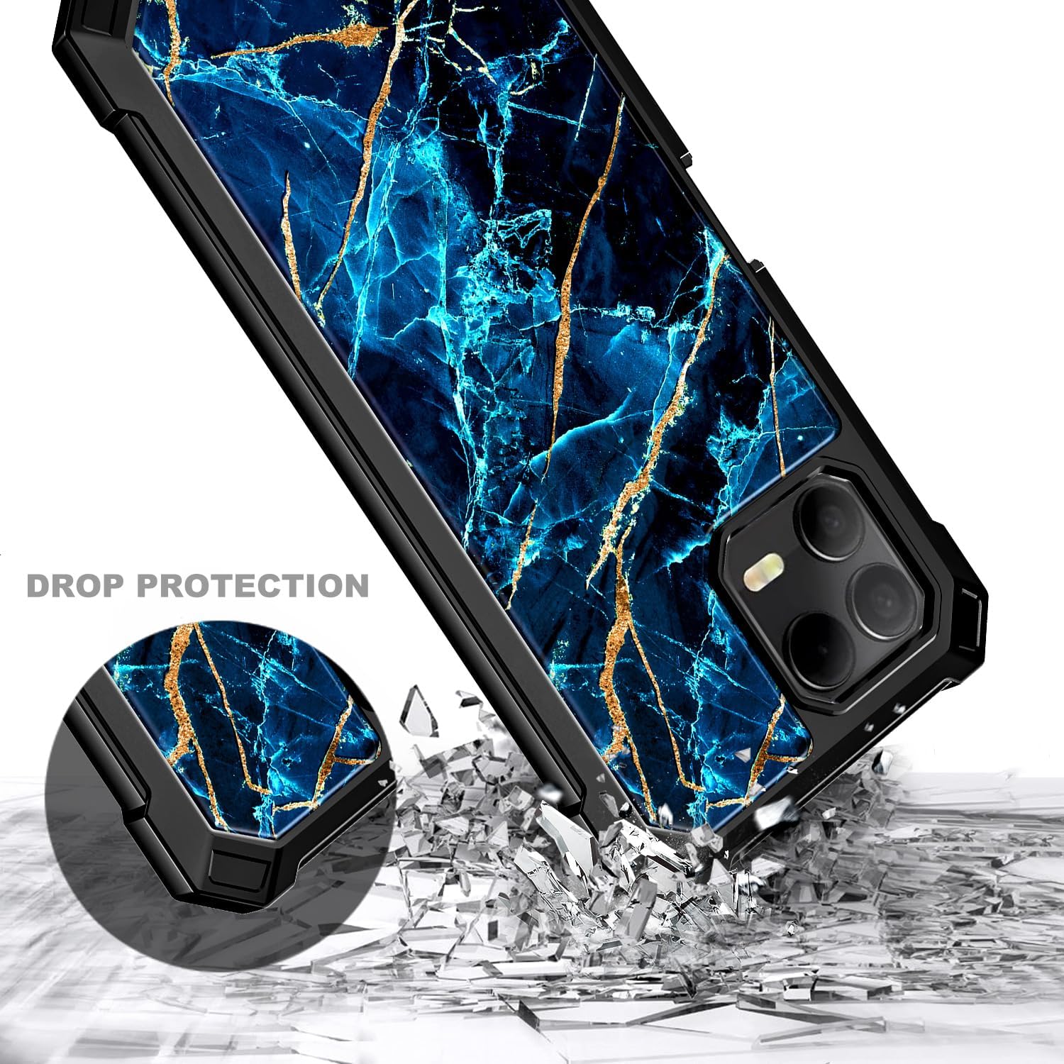 NZND for REVVL 8 Pro Phone Case, Shockproof Cover, Marble Sapphire image 5