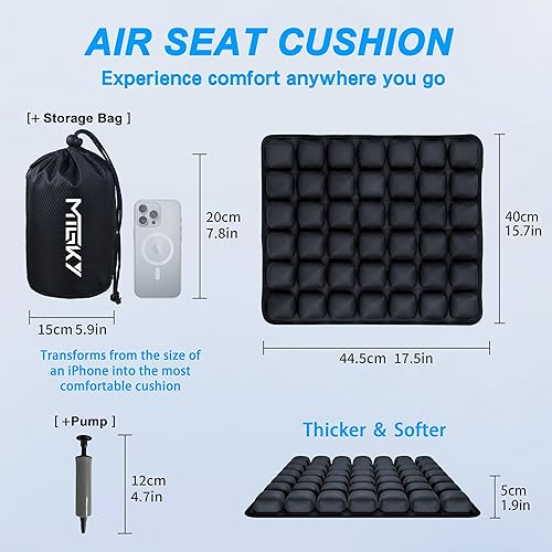 Miniatura 7 de Sondur Cojín de viaje, cojín de asiento inflable para asientos de estadio, cojines de asiento de aire para avión, silla de oficina, silla de ruedas,