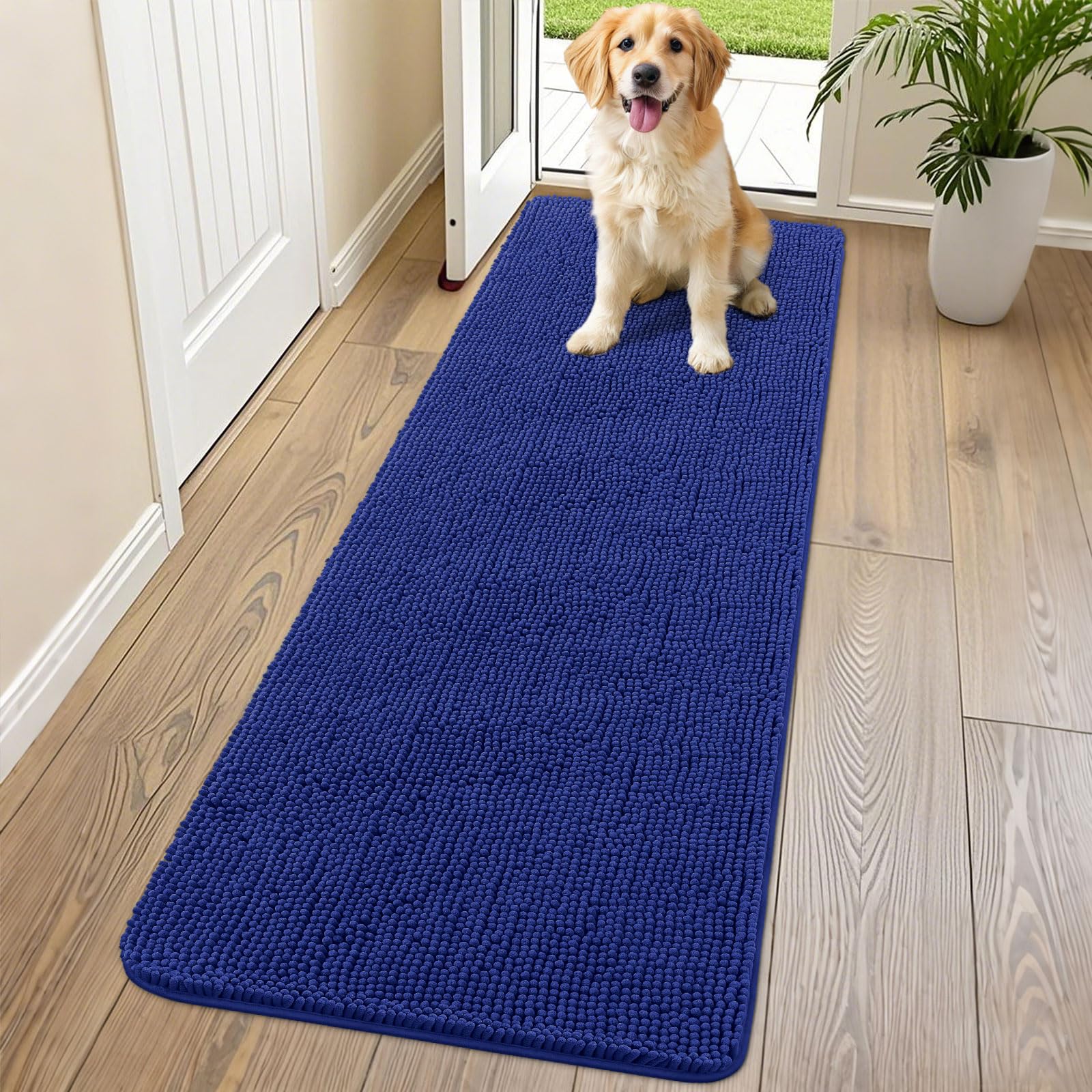 Smiry Dog Door Mat for Muddy Paws 70x24, Absorbs Moisture and Dirt Doormat, Non-Slip Washable Quick Dry Chenille Front Door Mat Indoor Entrance,
