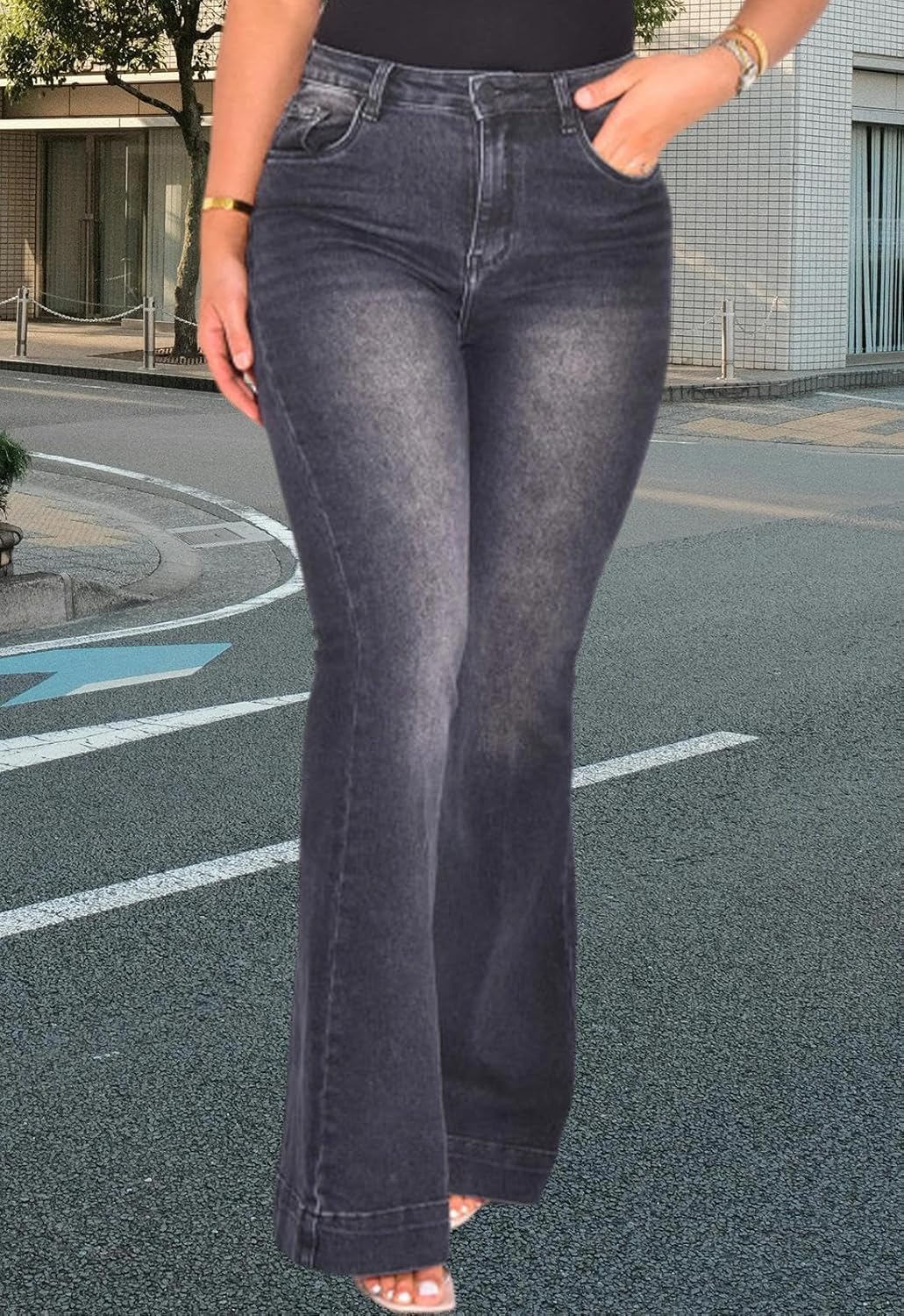 CutieLove Women's Flare Bell Bottom Jeans High Waisted Wide Leg Jeans Stretchy Denim Pants - Image 6