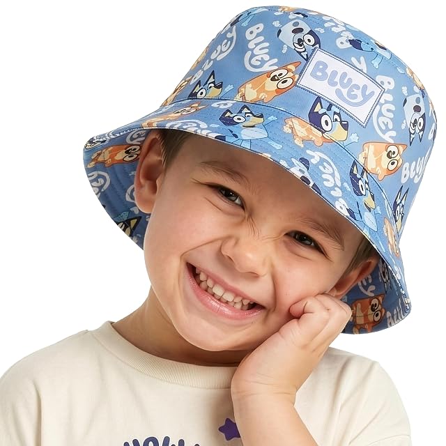 Foto 5 de 7 de Bluey Sombrero de Niño, Bucket Hat con Bingo y Muffin, Gorro Playa Infantil para Verano, Azul, Talla Única