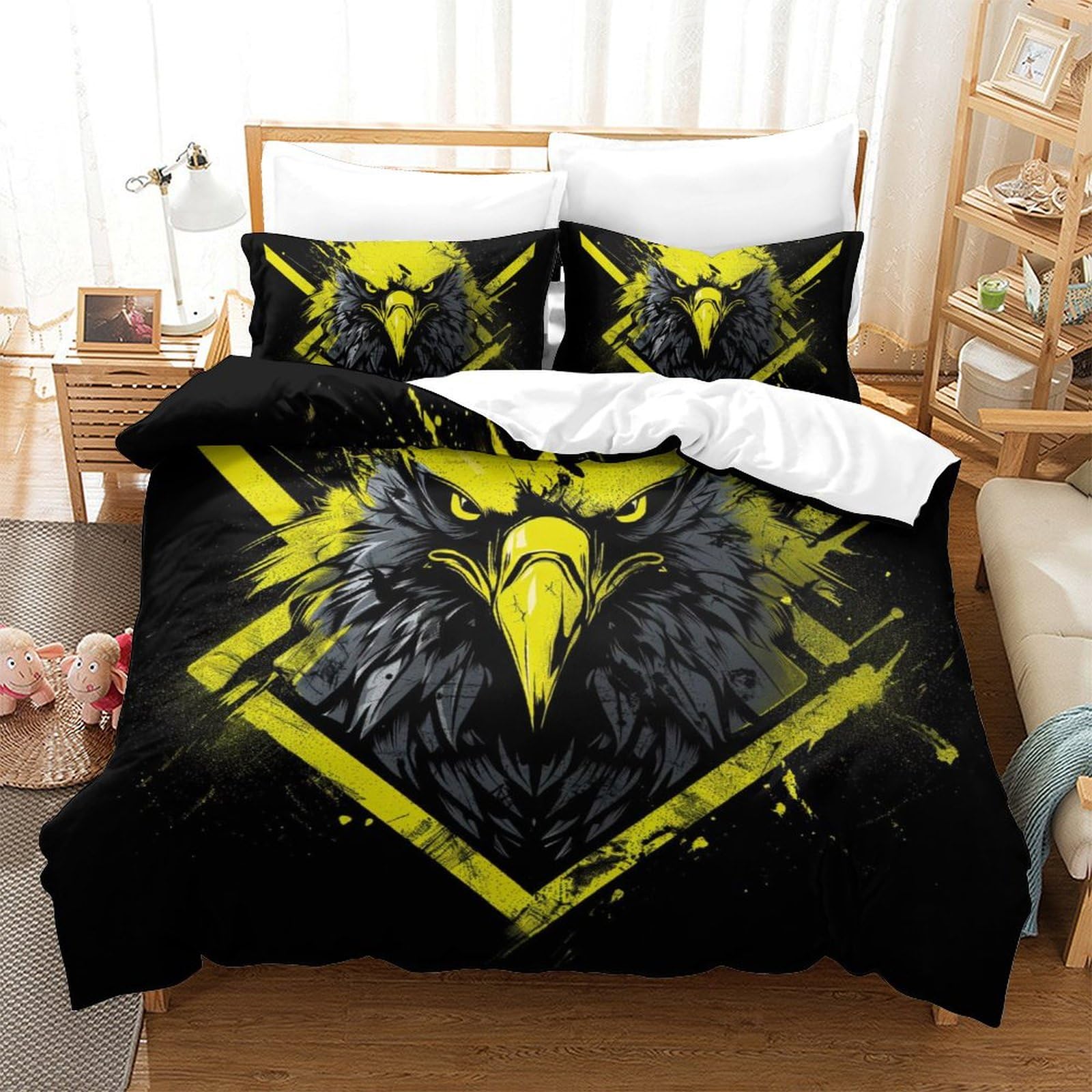 Housse couette antibactérien Aigle impression 3D lit enfant King 220x240cm