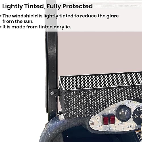 Miniatura 6 de Huskey - Parabrisas tintado para carrito de golf EZGO RXV, Freedom RXV 2008-2022, junta de protección de cuerpo de goma inferior añadida, 316