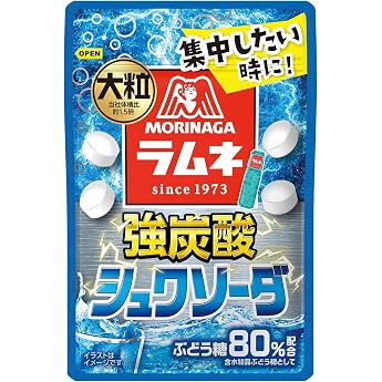 Morinaga Seika Large Grain Ramnee, Strong Sawa Soda, 0.9 oz 25 g x 10 Packs