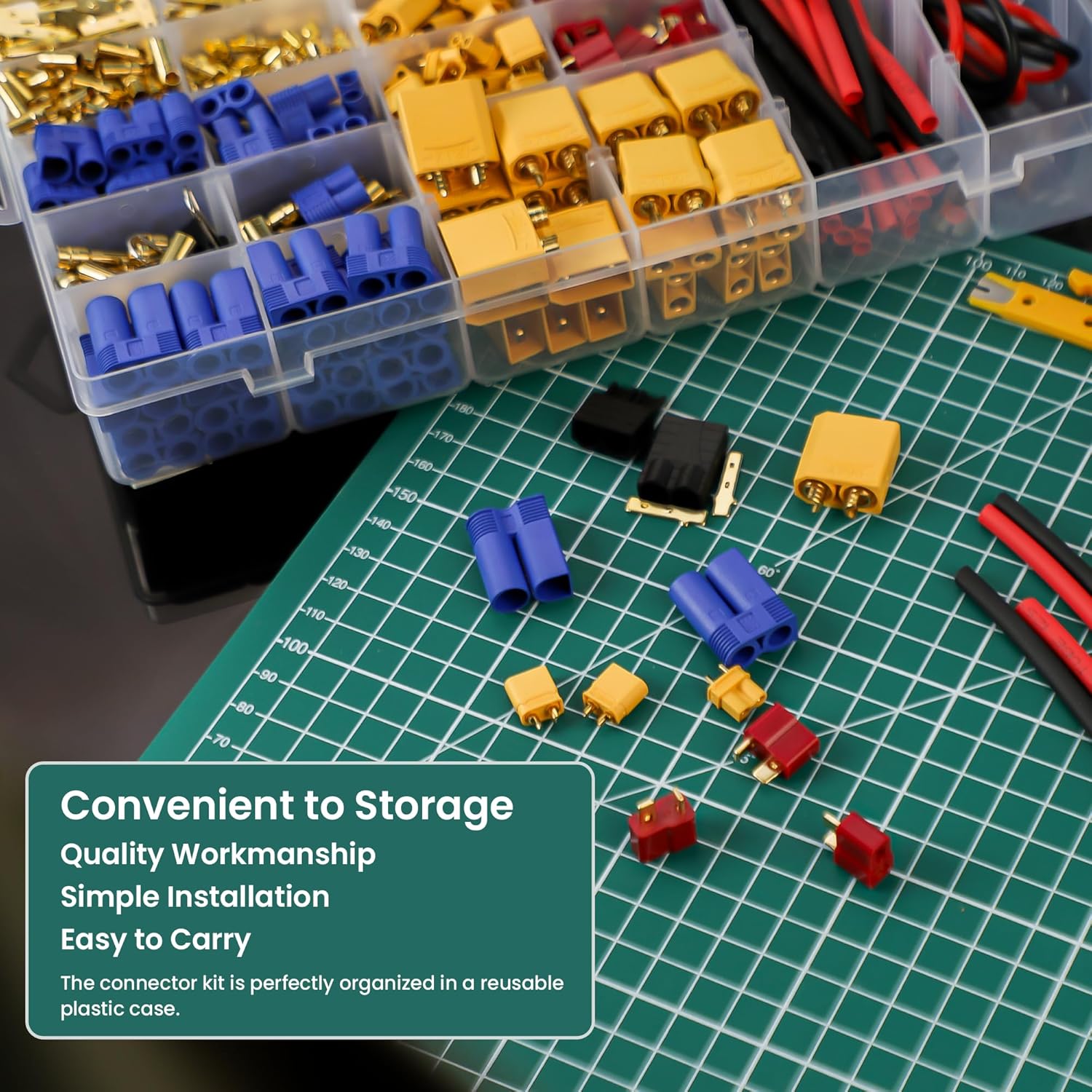 183 Pcs MADCATZ T-Plug, EC3/EC5, XT30/60/90 Male & Female Connector Adapters with 14awg Silicone Wire and Heat Shrink Tubing for RC ESC Lipo Battery Motor Accessories