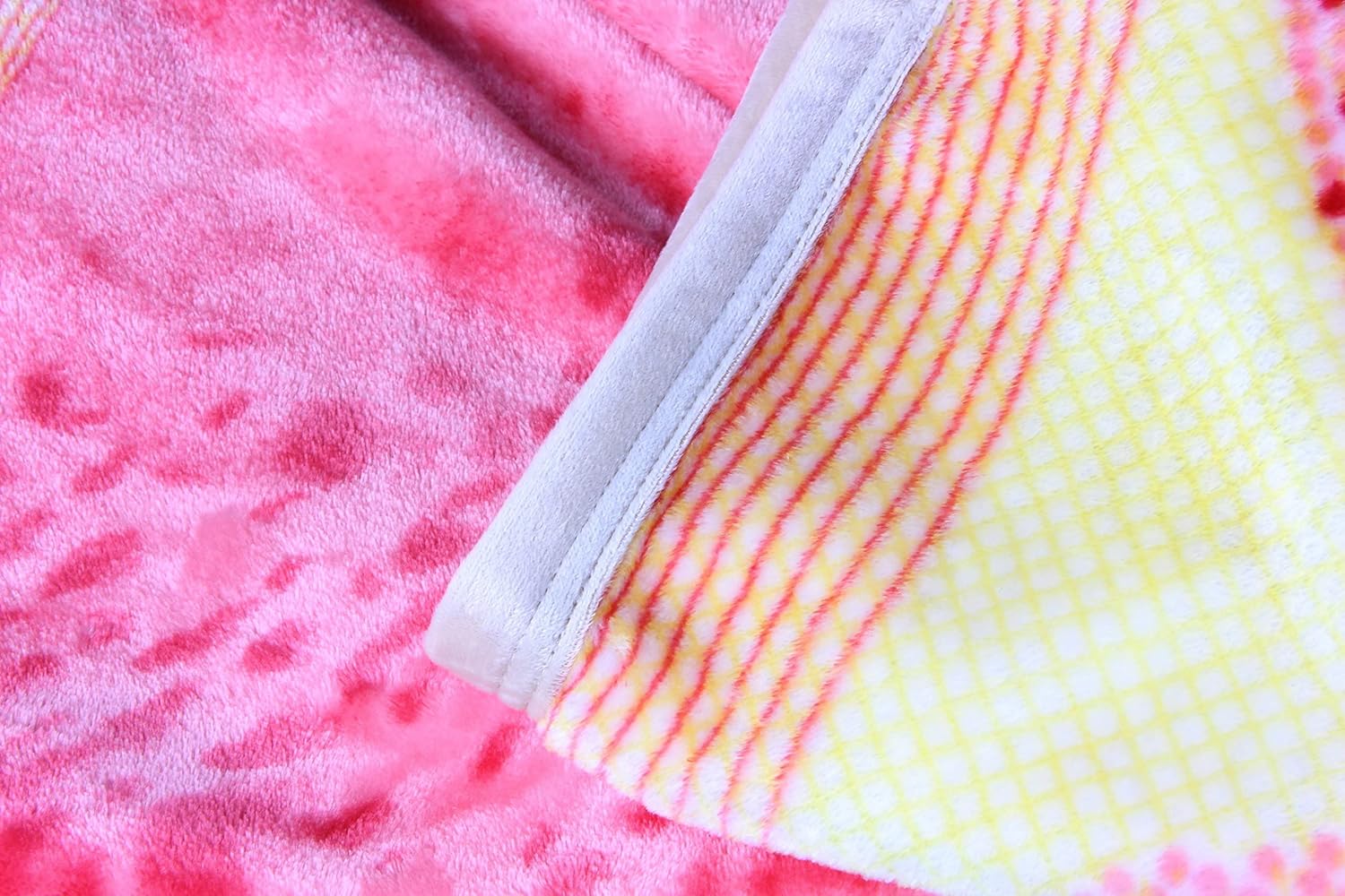 DaDa Bedding Flannel Faux Mink Fleece Throw Blanket - Refreshing Seashore Sands Striped Silky Soft - Light Lavender Yellow & Red - 50" x 60"