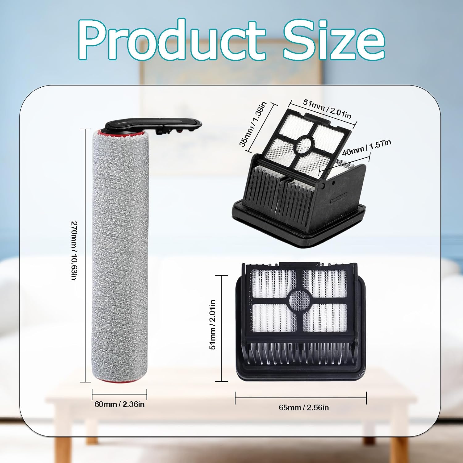 Replacement Parts Only for DREAME H15 Pro Heat(Not for H15 Pro), 2 Roller Brushs, 2 HEPA Filters and 1 Cleaning Brush (5 Pack)