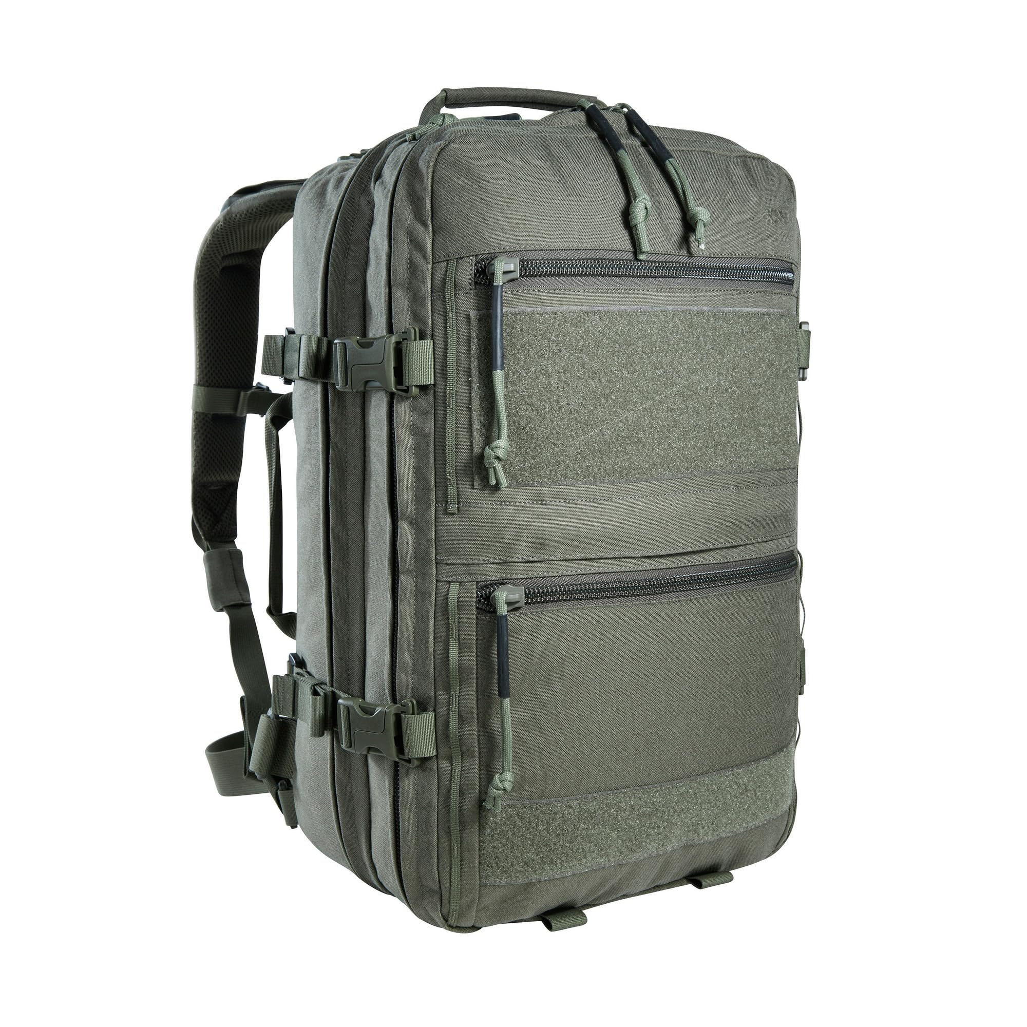 Tasmanian Tiger TT Modular Grab Pack 30 litrów pojemny plecak outdoorowy i survivalowy z 4 wyjmowanymi kieszeniami na rzepy i wieloma możliwościami organizacji do użytku, trekkingu, bushcraft, szary
