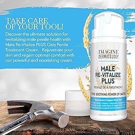 Imagine Dermatology Male Re-Vitalize PLUS - Oats Penile Health Cream for Men - Relieve, Restore and Support Skin - Moisturizing Penile Cream - TSA Compliant Size (3.3 fl oz/100ml)
