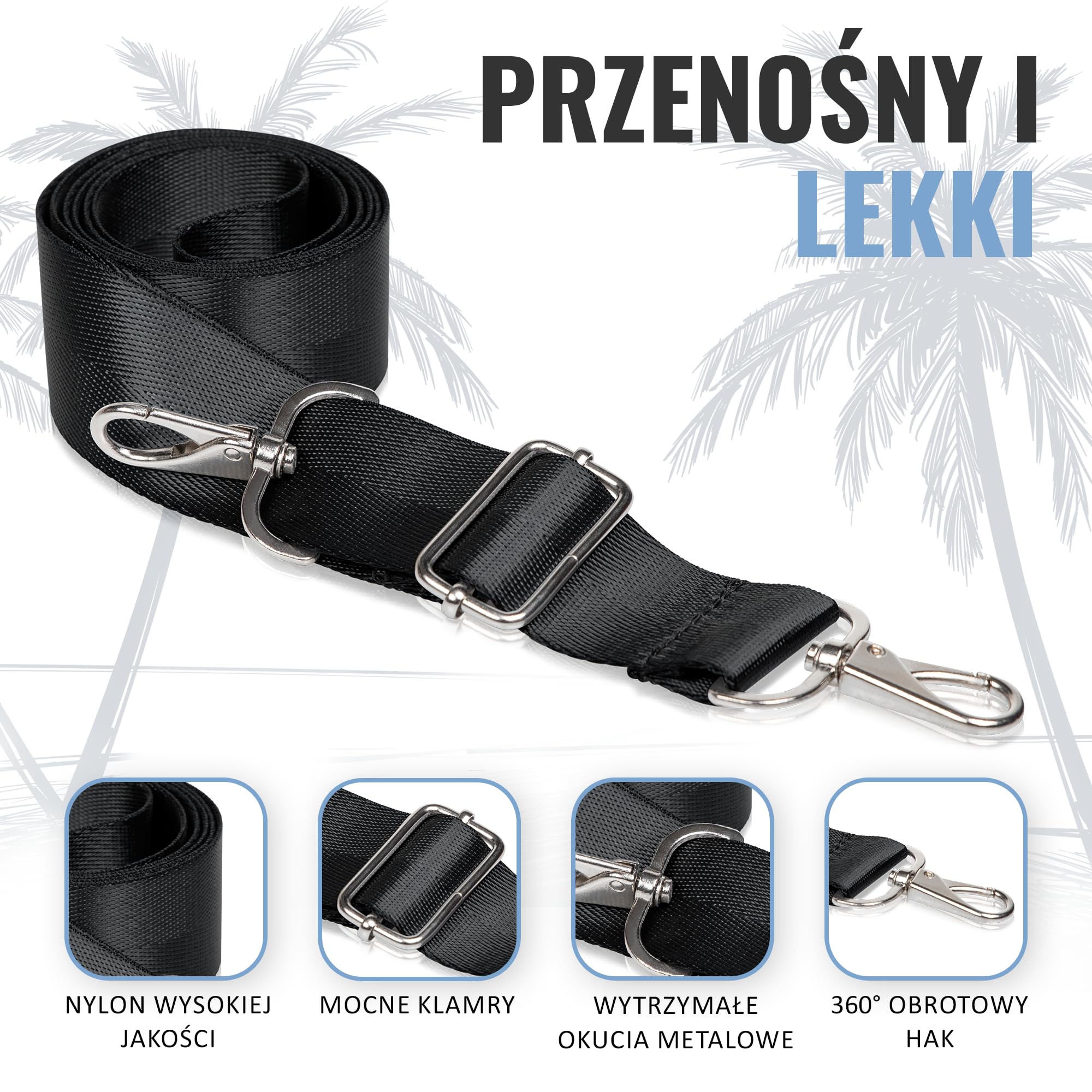BOACAY Wymiana Szerokiego Paska na Ramię z Klipsami do Torby na Aparat, Torebki, Wymiennego Paska na Ramię, Uniwersalnego i Regulowanego, 80-143cm