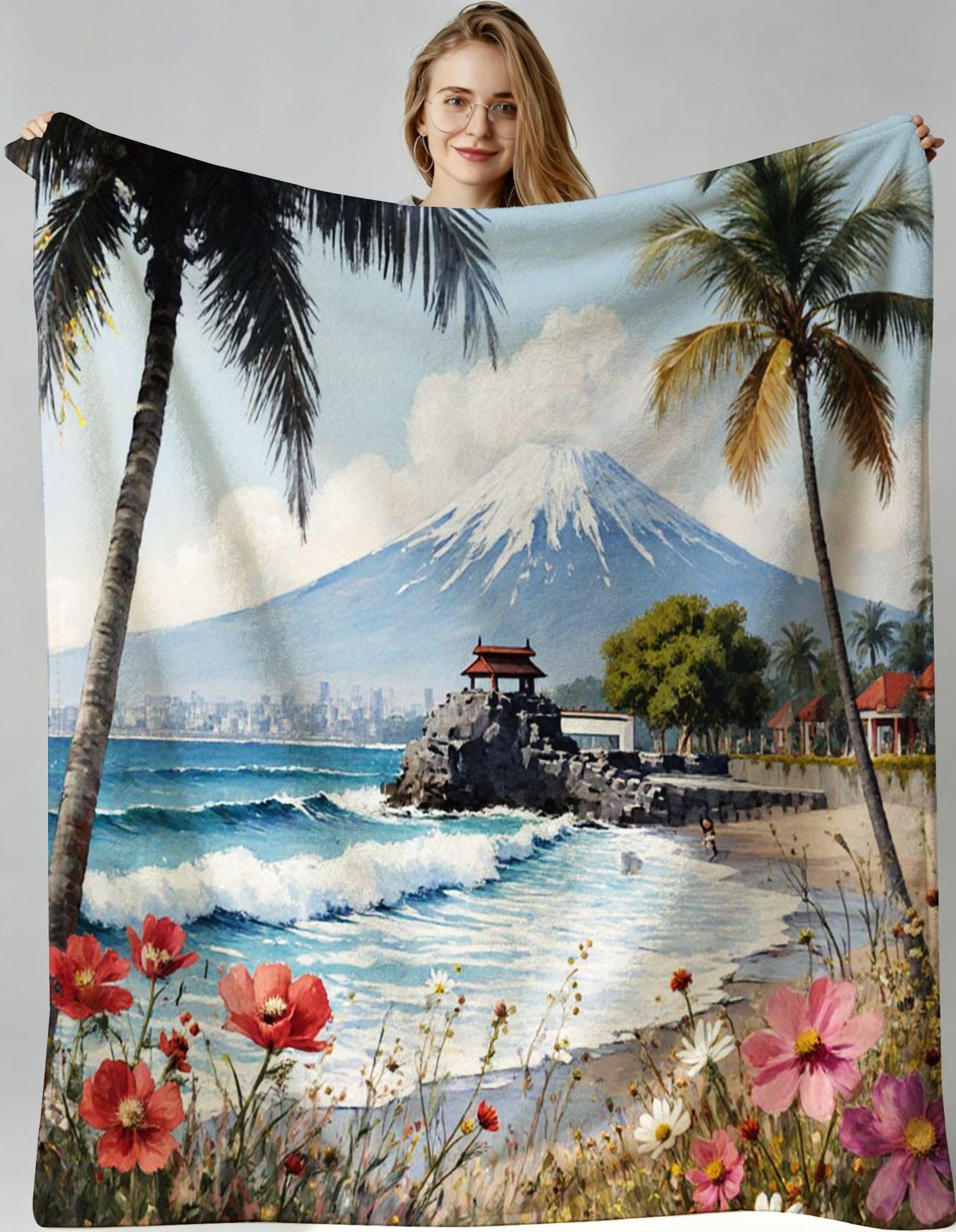 Couverture pour les voyages courts en flanelle motif mer