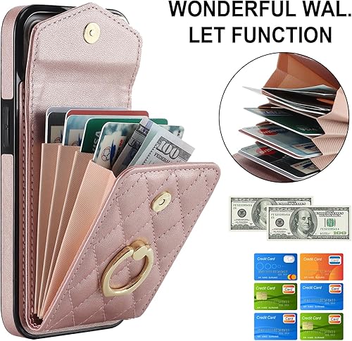 Miniatura 3 de Asuwish Funda de teléfono para iPhone 13 de 6.1 pulgadas con protector de pantalla de vidrio templado, correa de muñeca, anillo de bloqueo RFID,