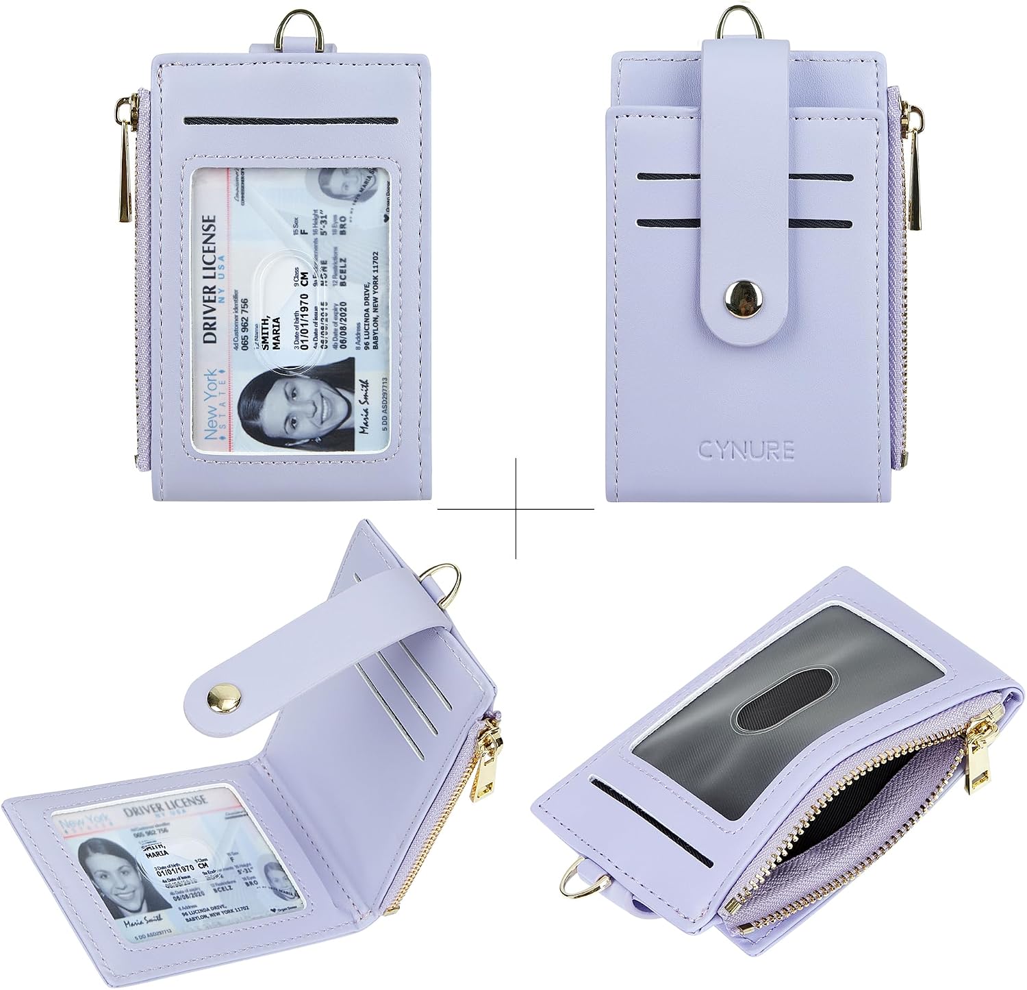 Women Leather RFID Card Holder Bifold Keychain Wallet image 3
