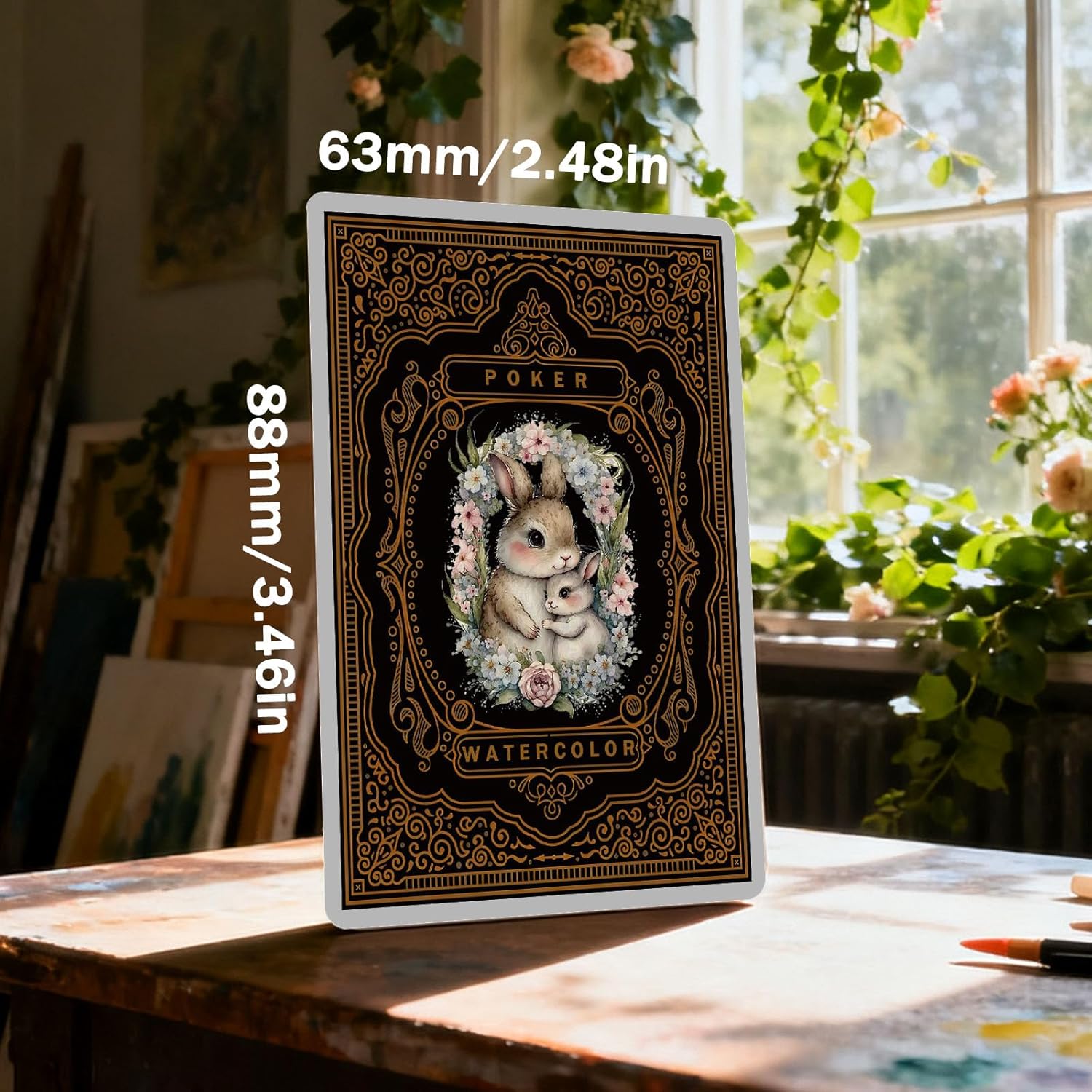 Poker Cards, Retro Style Playing Cards, Watercolor Animal Illustration, Exquisite Illustrations, Double-Sided Anti Slip Pattern Design, Suitable for Family Card Board Games.