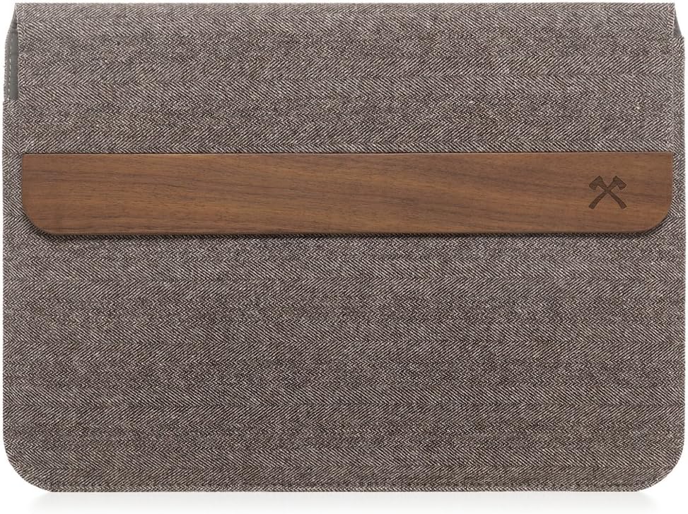 Woodcessories - Wooden MacBook Bag Compatible with MacBook 11-14" of Real Walnut Wood, EcoPouch (Grey-Brown)