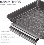 Hongbake Ensemble de poêles de tôle antiadhésive 3, Feuilles de cookies pour four, demi-verre/verrouillage non toxique avec Texture pivotante florale, service lourd 0.8mm Plateau épais pour cuisiner, Gris foncé