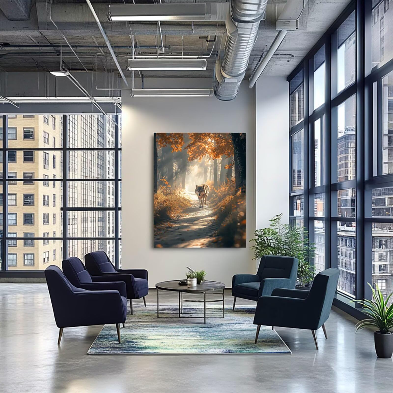 Wilk do malowania po numerach, dla dorosłych, malowanie drzew po numerach, dla dorosłych, materiały plastyczne z kolorowym płótnem do malowania 100 x 137 cm, 36 kolorów farby akrylowej i pędzla